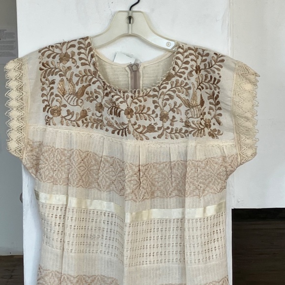 Cream Vintage embroidered mexican sheath dress - Picture 4 of 9